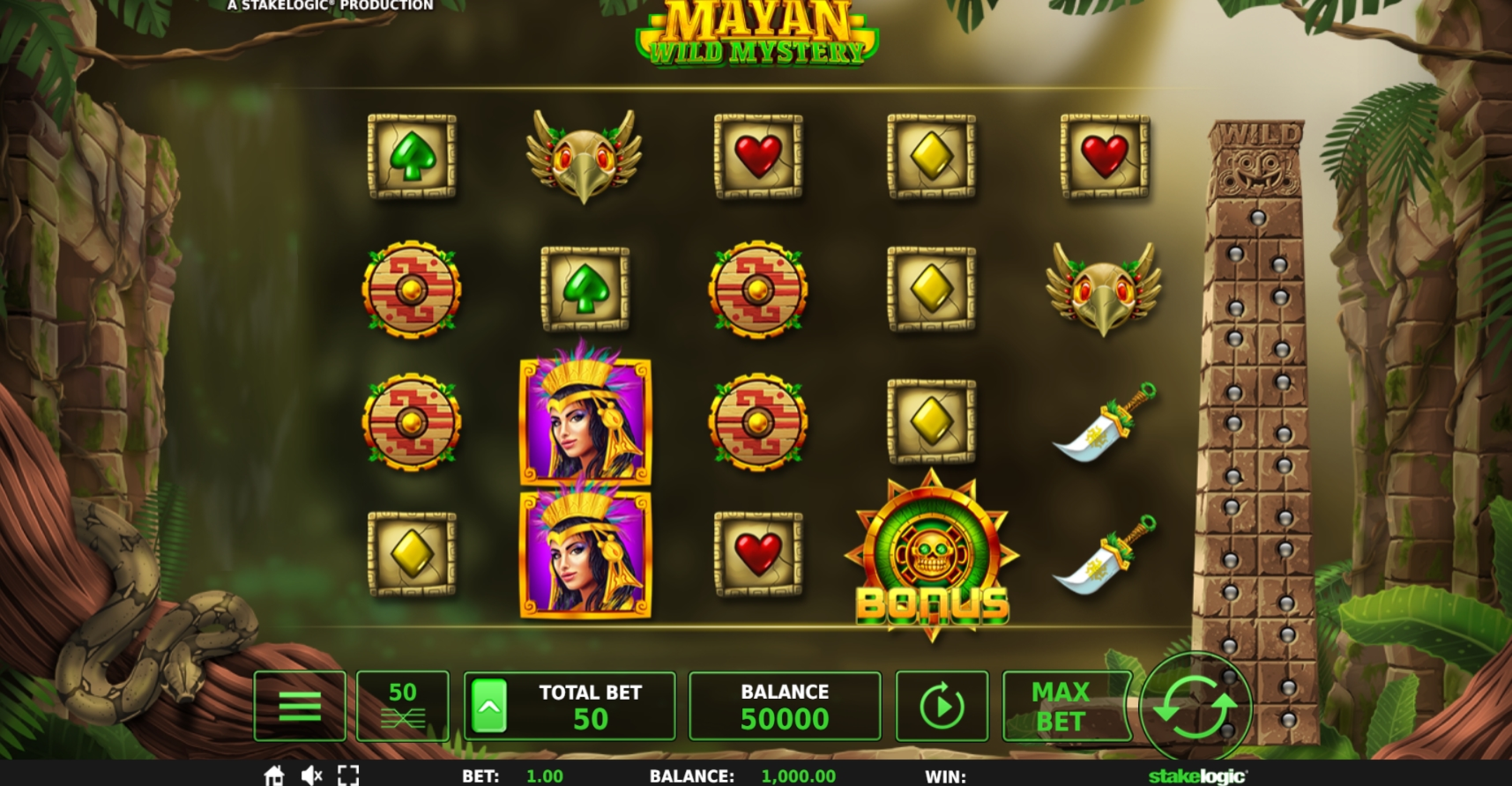 Reels in Mayan Wild Mystery Slot Game by Stakelogic