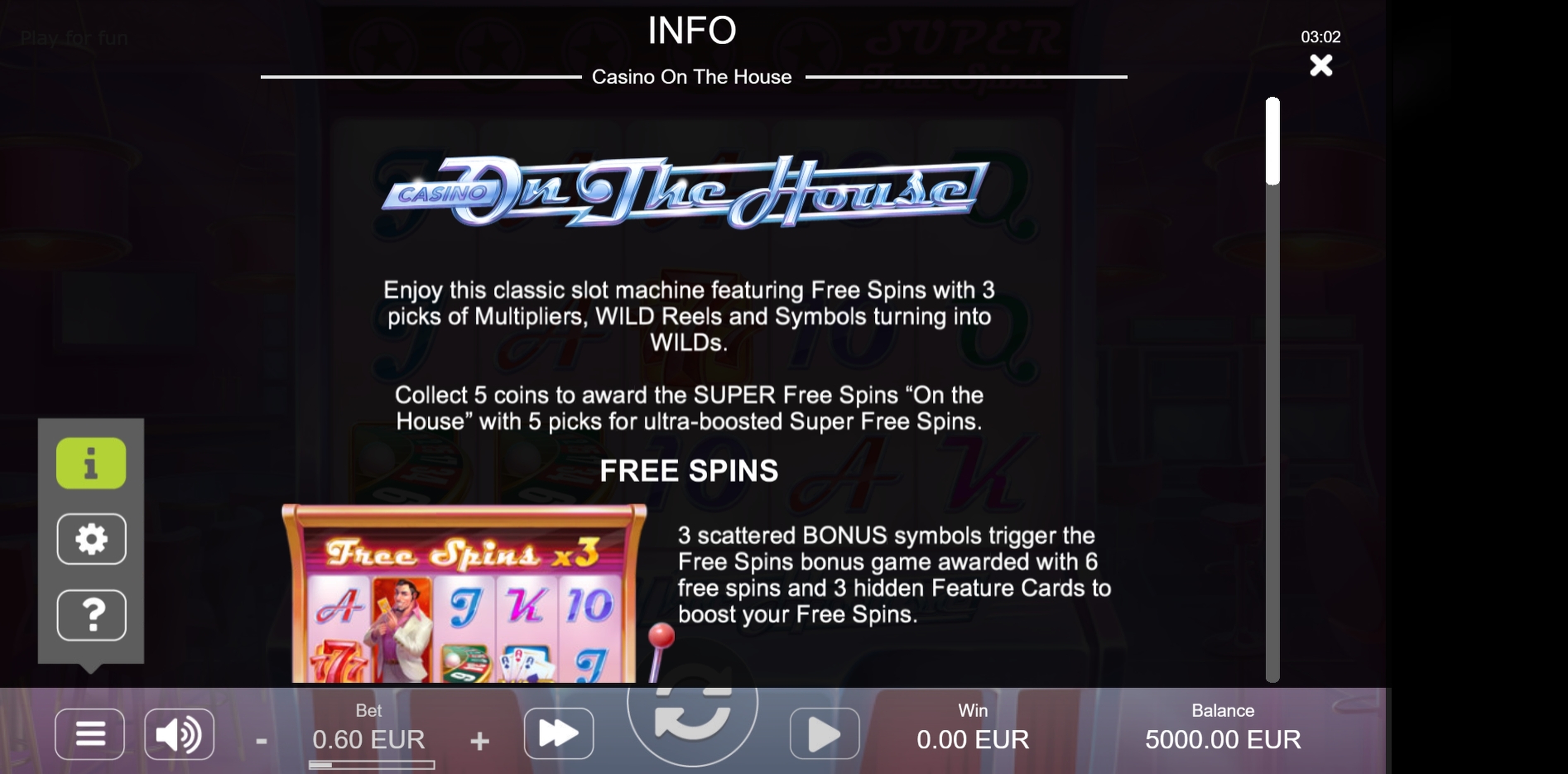 Info of Casino On the House Slot Game by STHLM Gaming