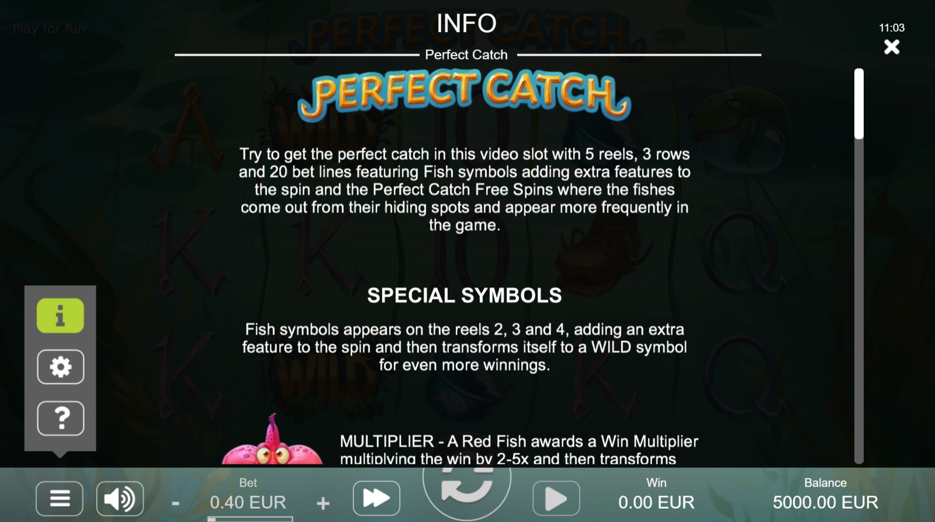 Info of Perfect Catch Slot Game by STHLM Gaming