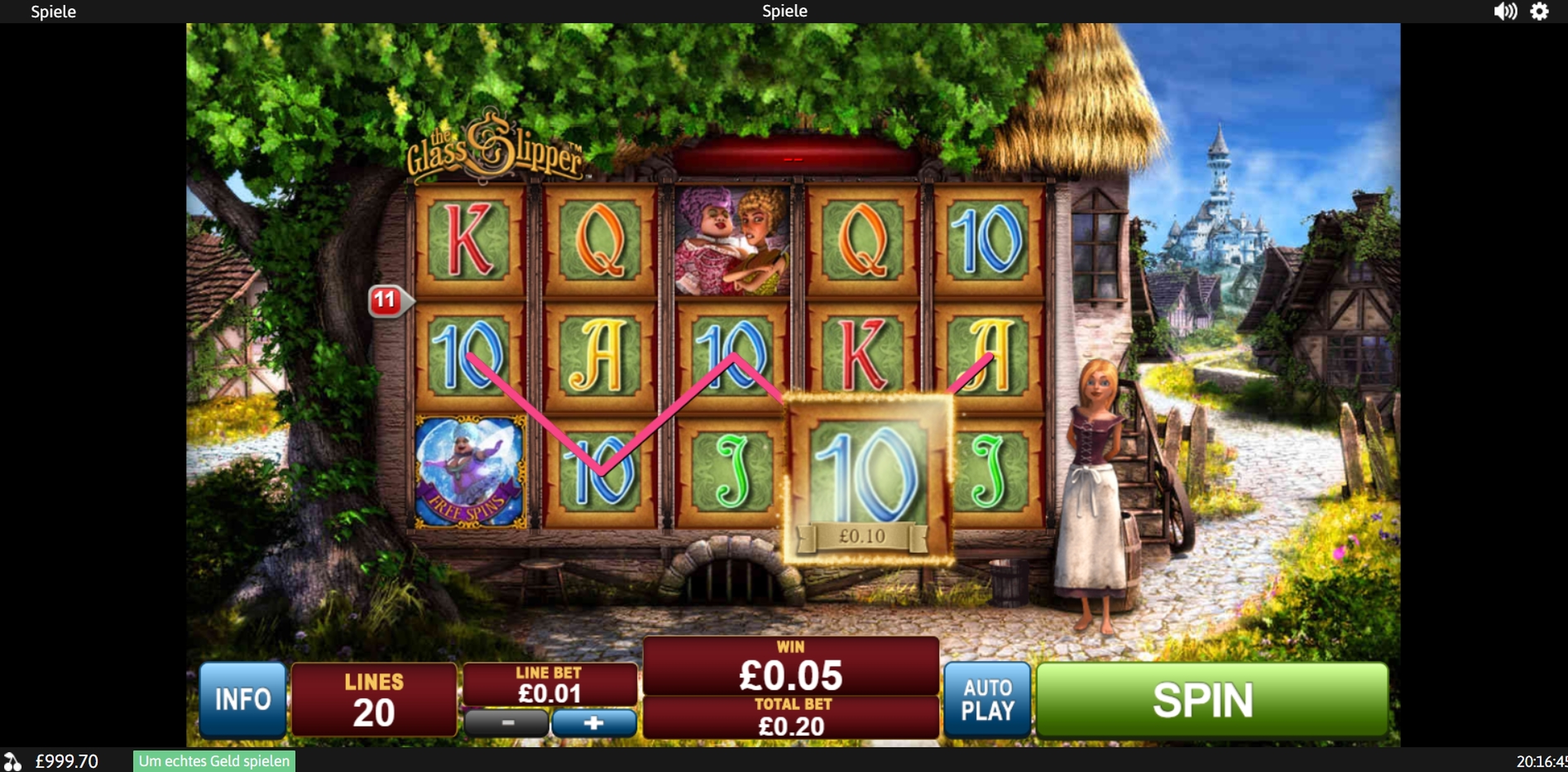 Win Money in The Glass Slipper Free Slot Game by SUNfox Games