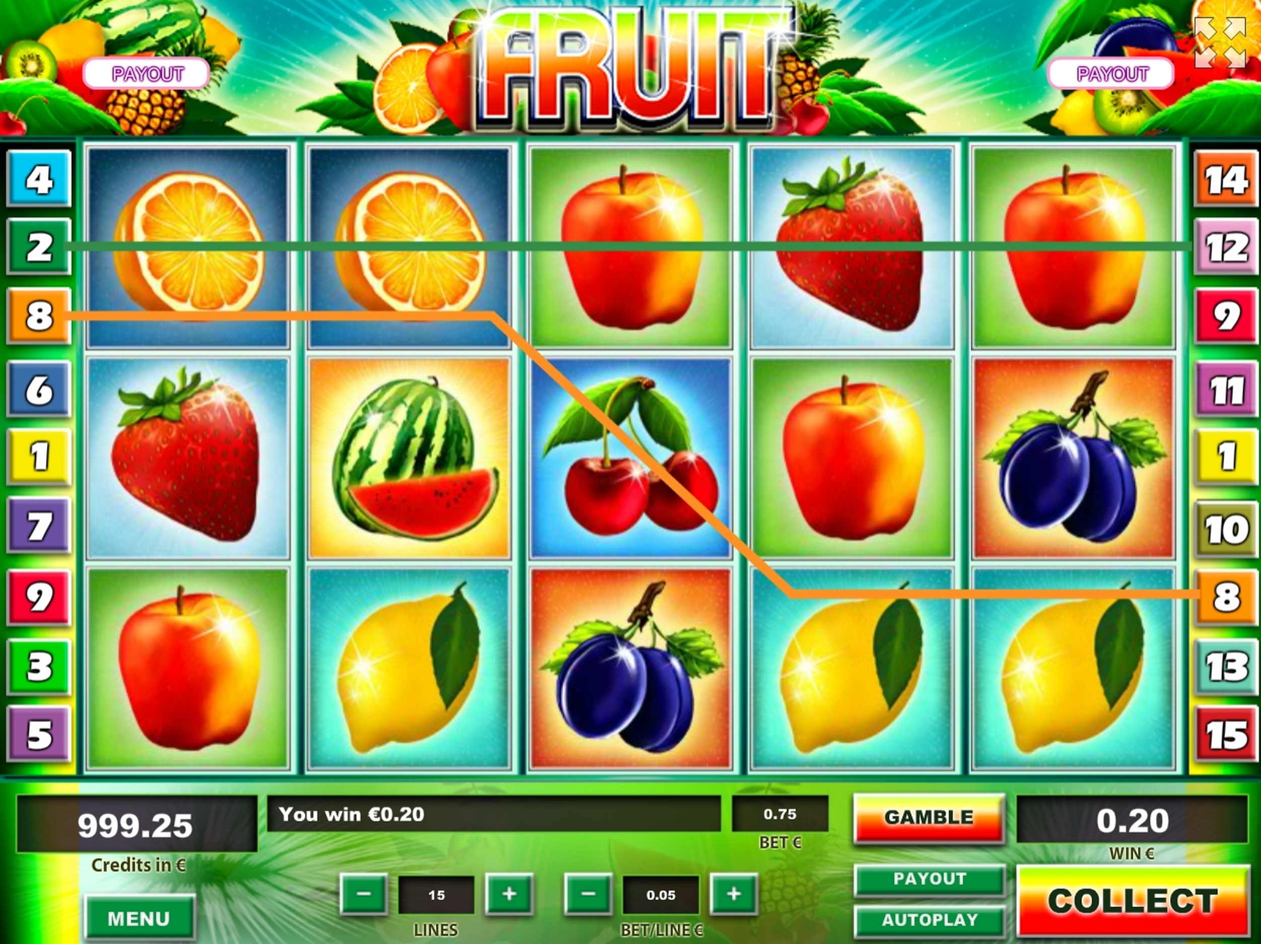 Win Money in Fruit Free Slot Game by Tom Horn Gaming