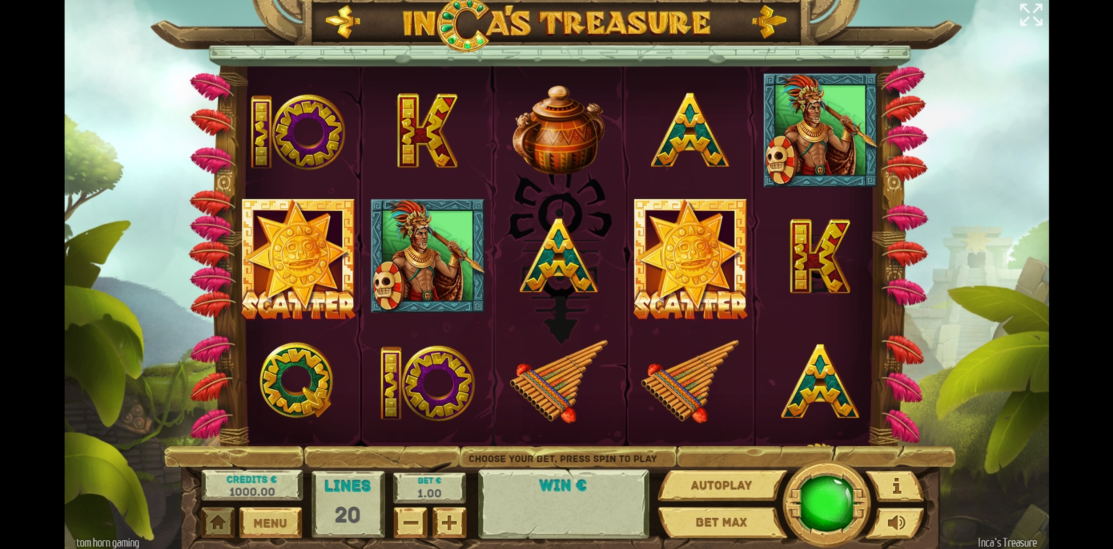 Reels in Inca's Treasure Slot Game by Tom Horn Gaming