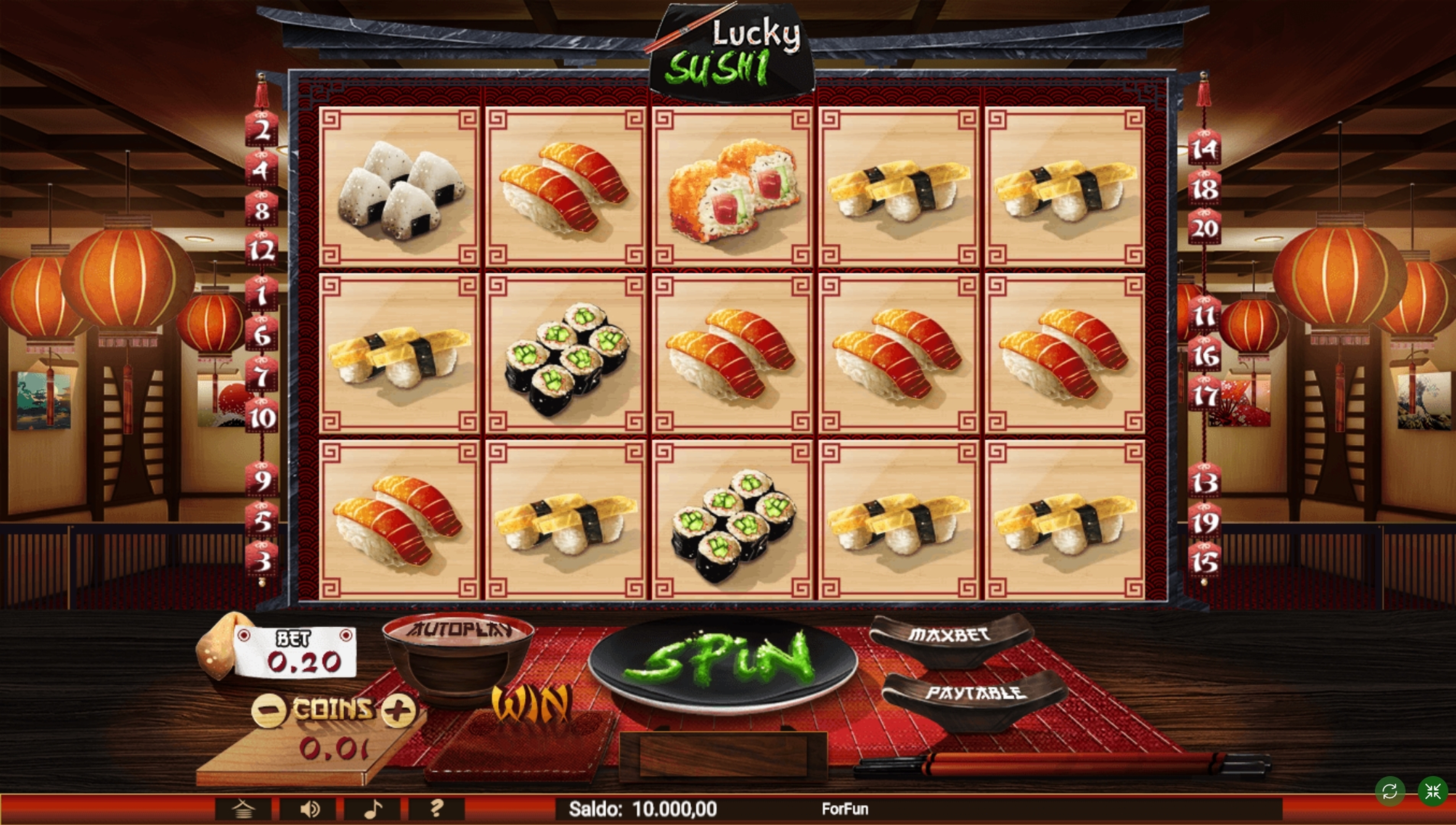 Reels in Lucky Sushi Slot Game by Tuko Productions