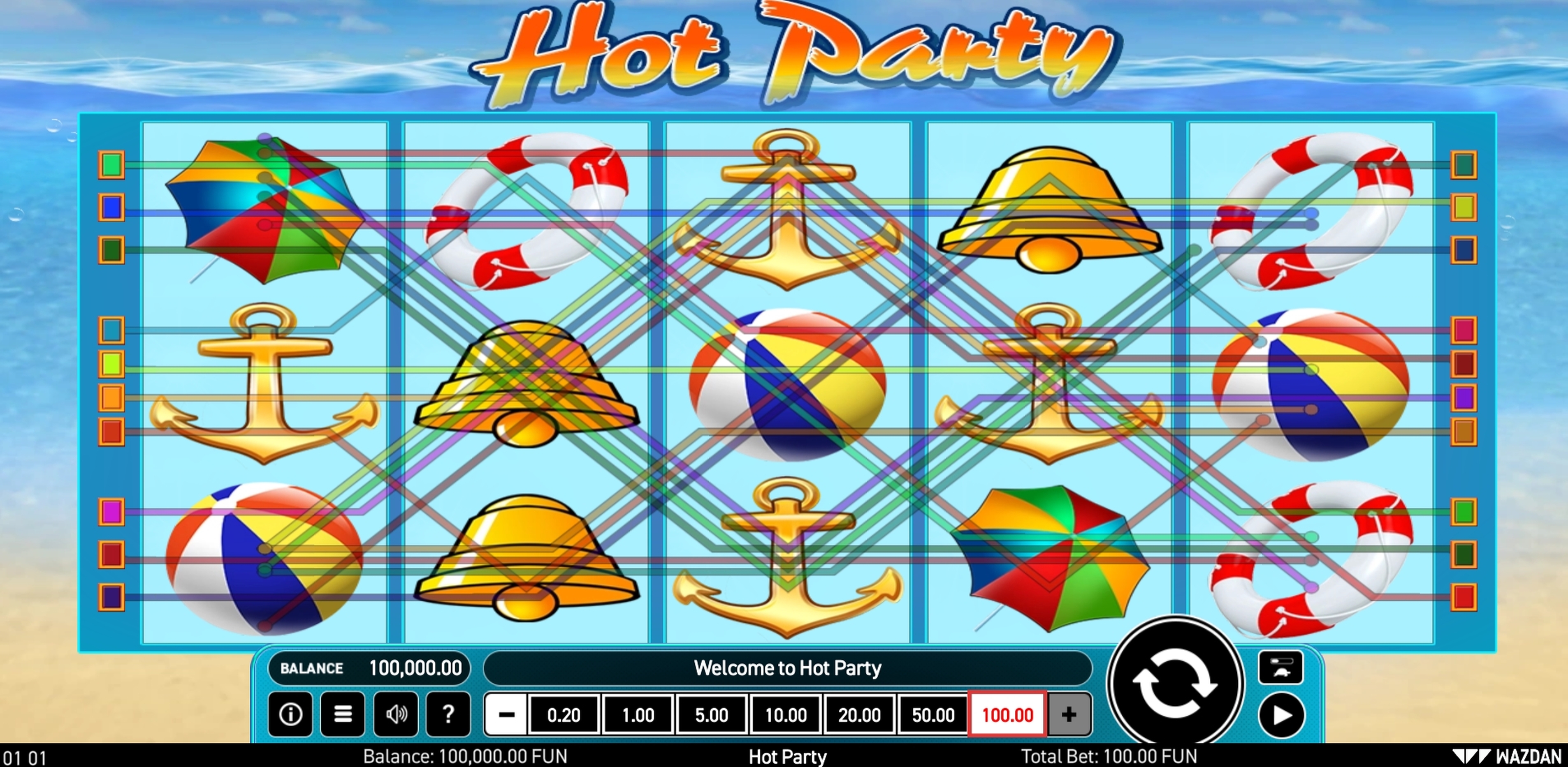 Reels in Hot Party Slot Game by Wazdan