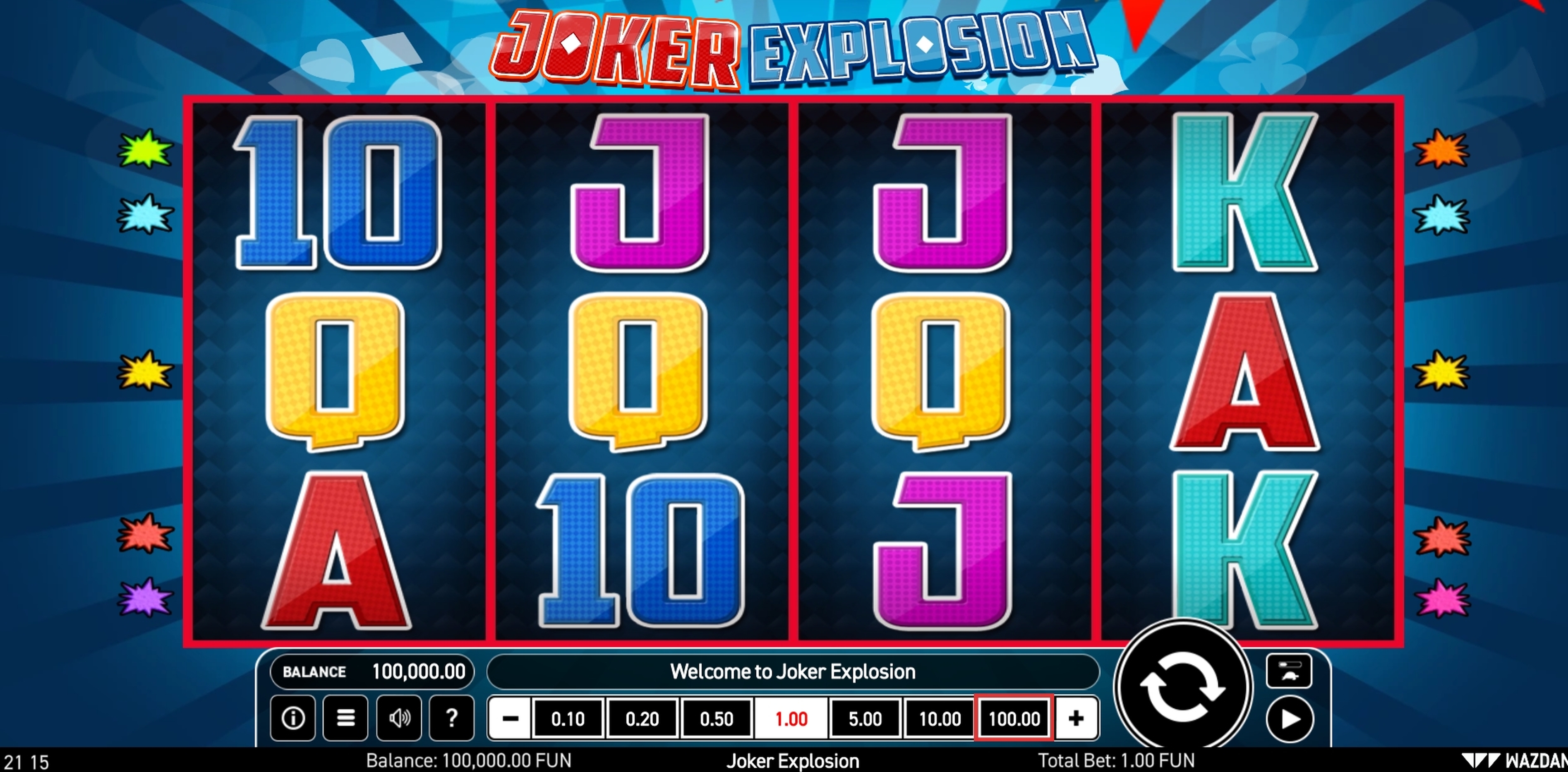 Reels in Joker Explosion Slot Game by Wazdan