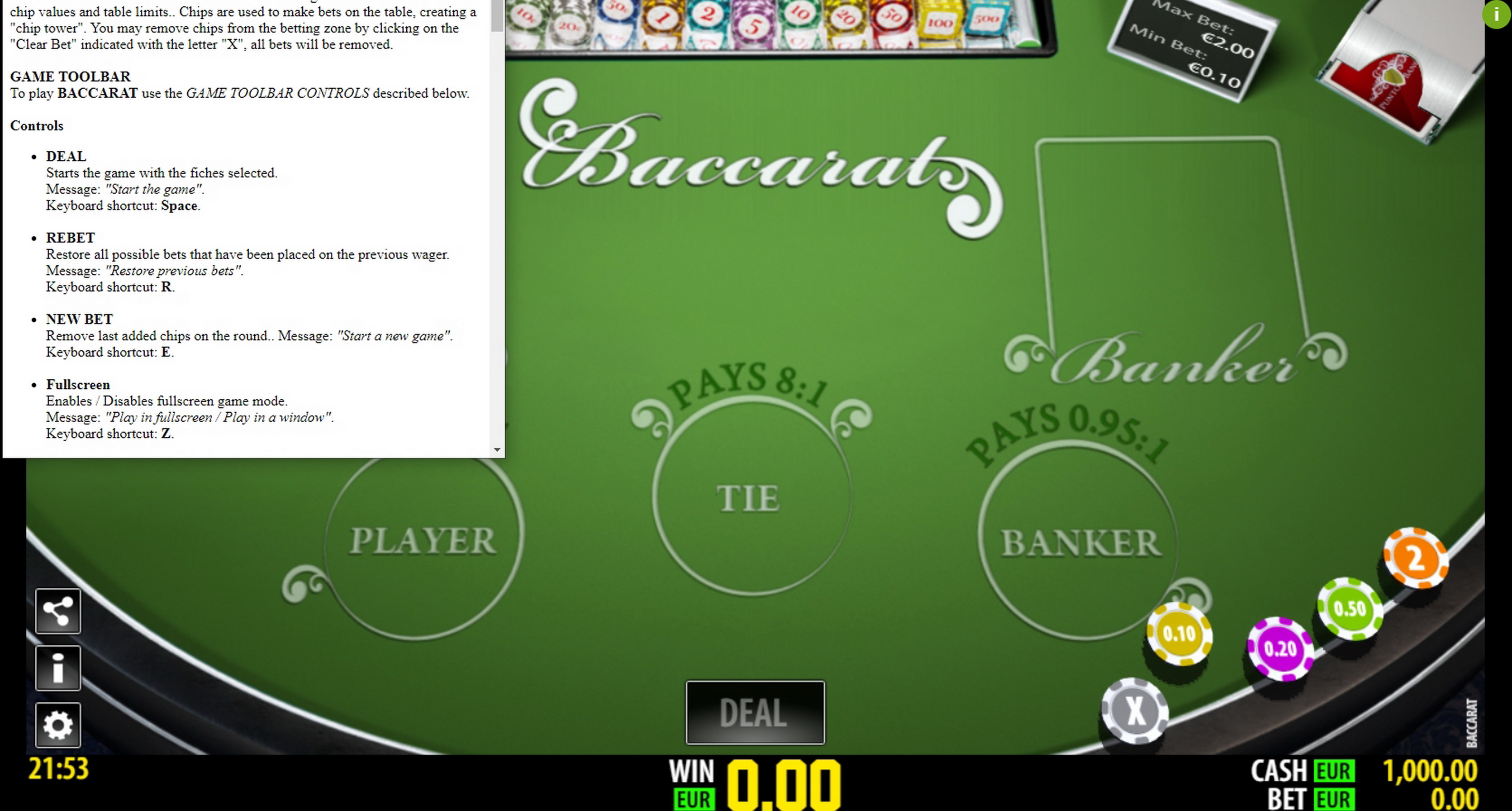 Info of Baccarat Slot Game by World Match