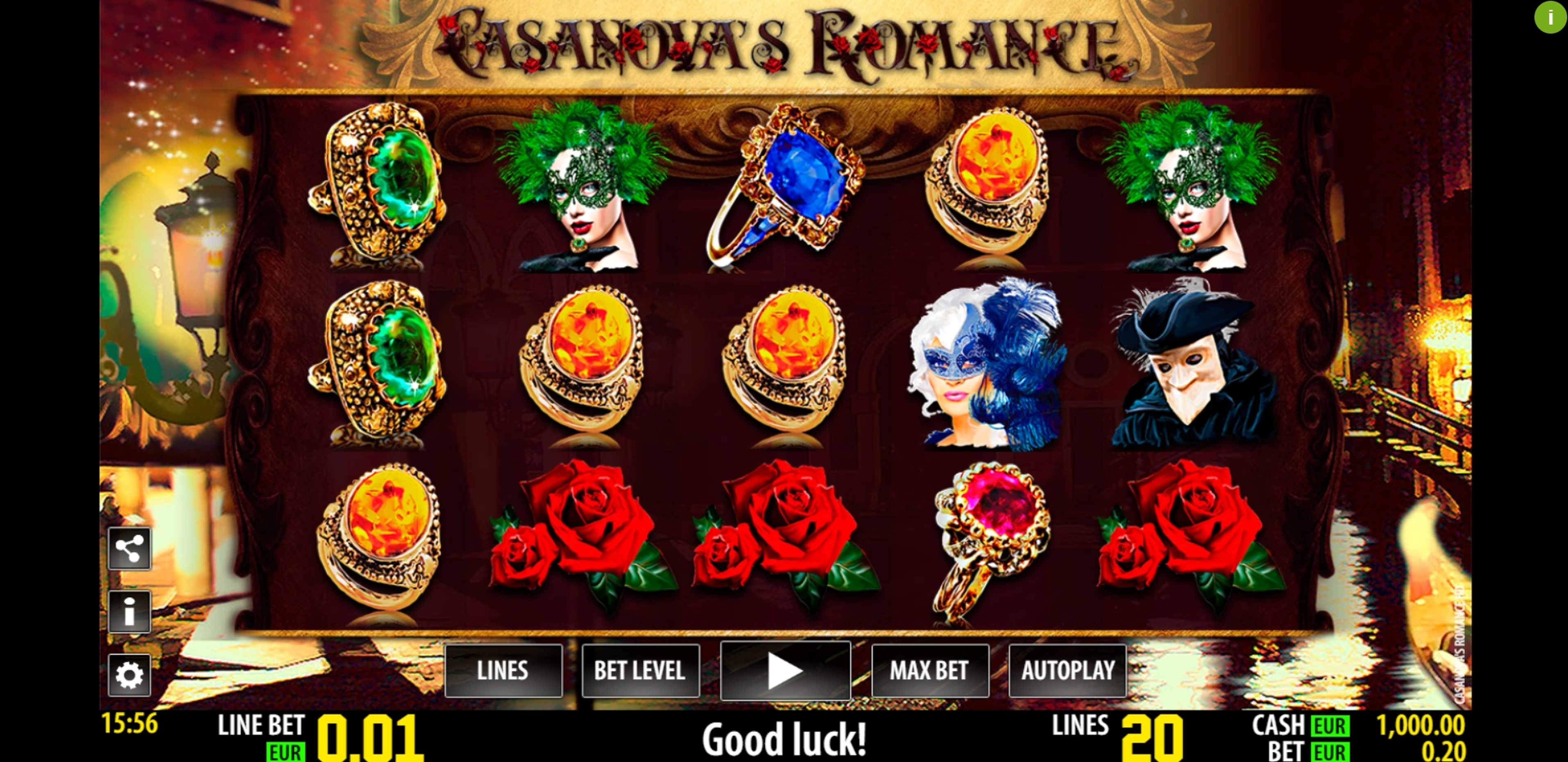 Reels in Casanova's Romance HD Slot Game by World Match