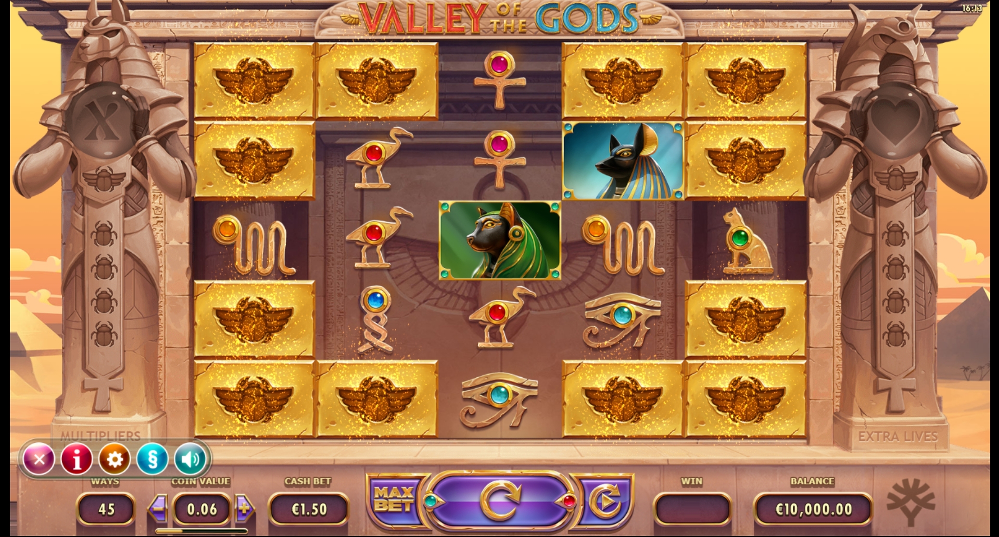 Reels in Valley Of The Gods Slot Game by Yggdrasil Gaming